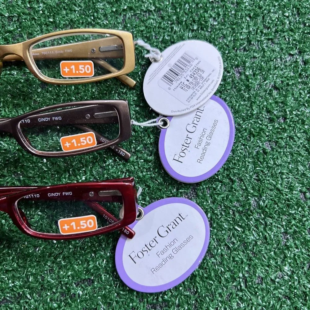 Foster Grant Reading Glasses +1.50 Lot Of 3 Red Brown‎ Gold Tortoise Arms NWT